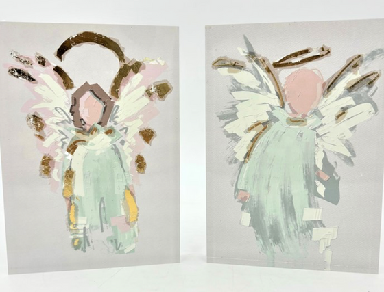 Acrylic Block Sign Angels with Gold Leafing