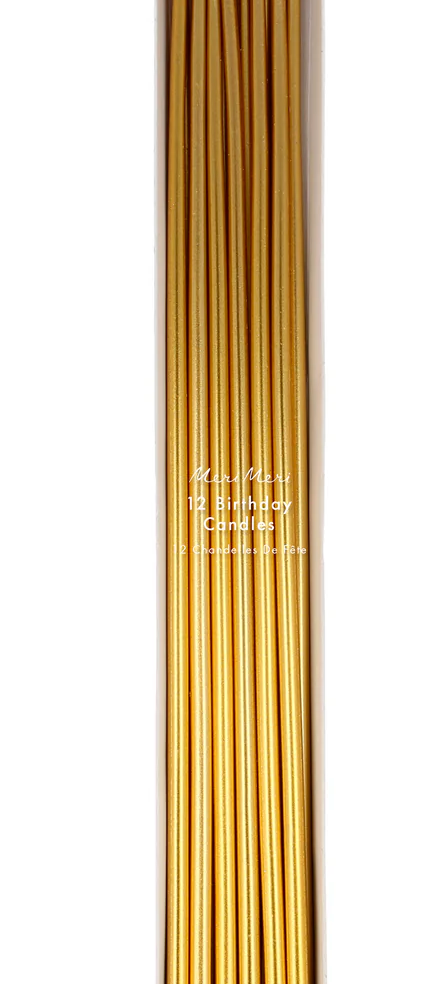 Tall Slim Gold Birthday Candles