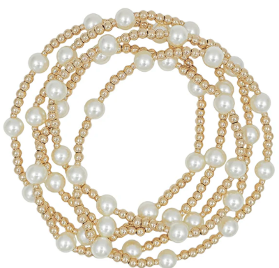 Pearl and Gold Bead Bracelet