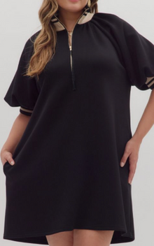  Black Dress with Tan Trim