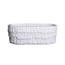 Oval Planter White Fringe