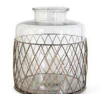 14" Clear Glass Container with Gold Wire