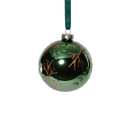Shinny Green with Gold Leaf Ornament