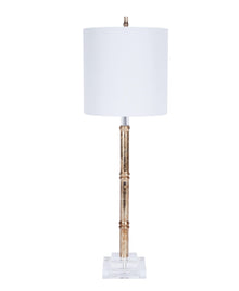  Antique Silver Bamboo Buffet Lamp