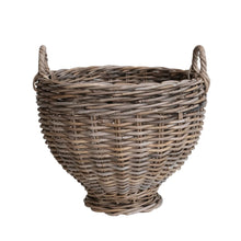  Rattan Footed Basket w/ Handles