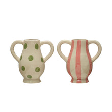  Stoneware Vase w/Handles, 2 Colors