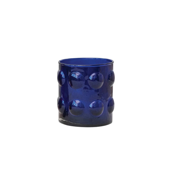 Glass Votive Holder w/ Raised Dots Cobalt