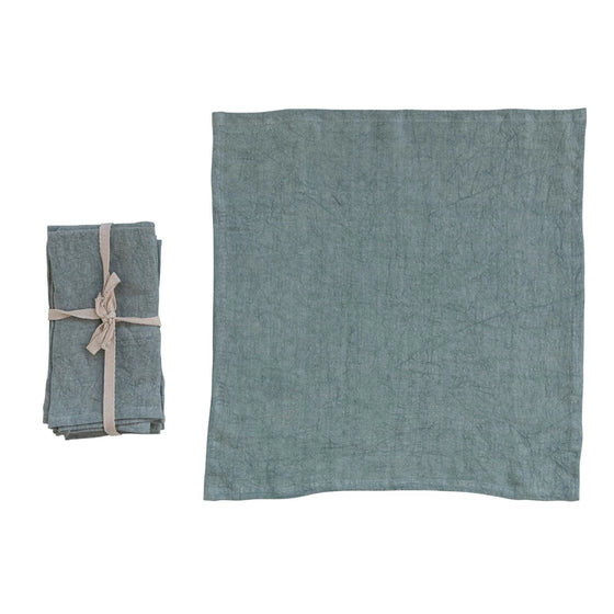 18" Square Stonewashed Linen Napkins, Set of 4