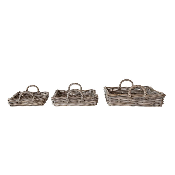 Decorative Woven Rattan Trays 3 Sizes