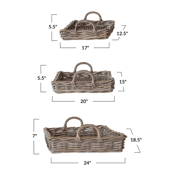 Decorative Woven Rattan Trays 3 Sizes
