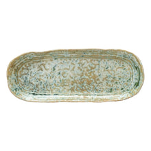  Green Stoneware Platter Crackle Glaze