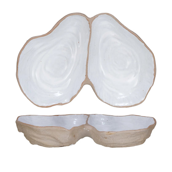 Oyster Shell Shaped Dish w/ 2 Sections