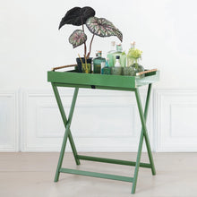  Green Lacquered Tray Table w/ Bamboo Handles