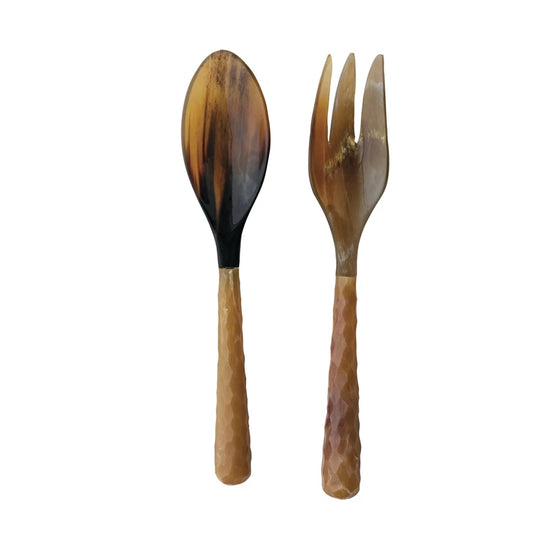 Natural Horn Salad Servers, Set of 2