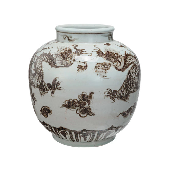 Handpainted Vase with Dragons