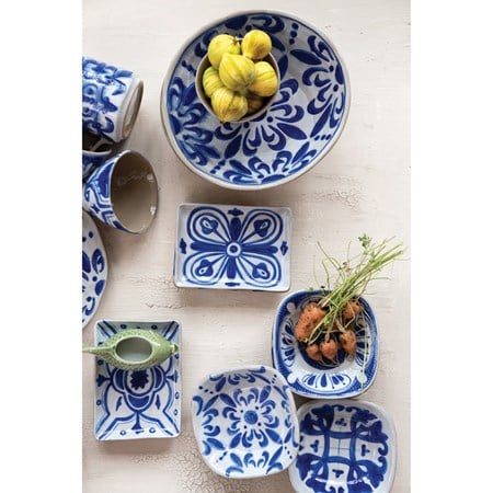 Hand-Painted Stoneware Bowl, 4 Styles