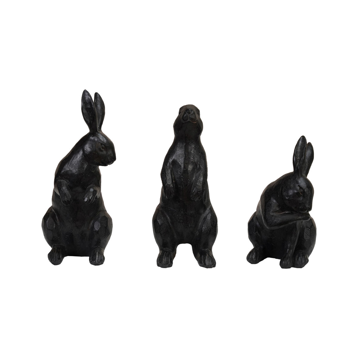 Black Resin Bunny – Wildflowers