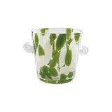 1 Quart Confetti Glass Ice Bucket with Handles, Yellow & Green