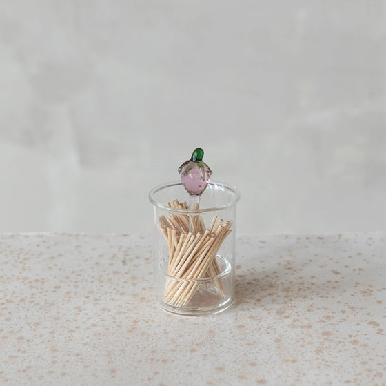 Glass Strawberry Toothpick/Cottonswab Holder