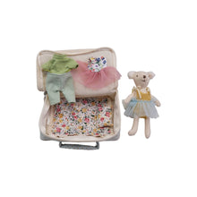  Fabric Suitcase Bed w/Plush Bear and Outfits