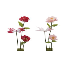  Handmade Flowers and Butterfly w/ Stand Set of 3