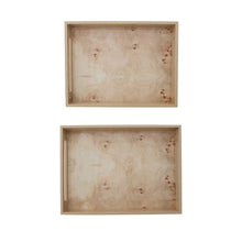  MDF and Burl Wood Veneer Trays 2 Sizes