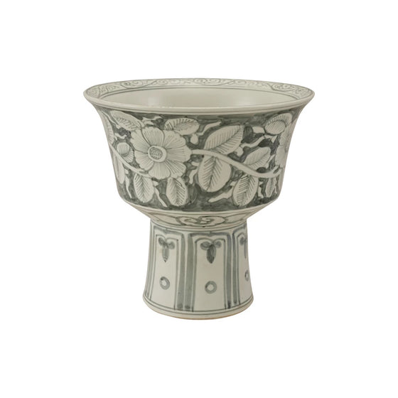 Hand-Painted Stoneware Footed Planter