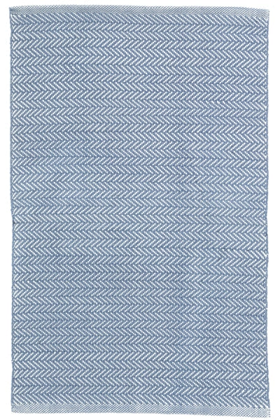 Herringbone Denim/Ivory Indoor/Outdoor Rug 2x3