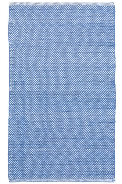 Herringbone French Blue/White Indoor/Outdoor Rug 2x3