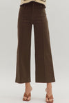 Solid High Rise Wide Leg Pants