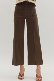  Solid High Rise Wide Leg Pants