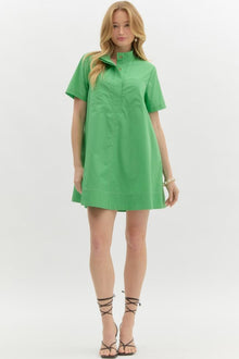  Green Mock Neck Dress