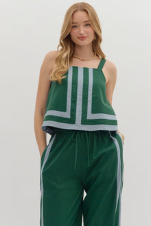  Green and Blue Women's Sleeveless Top