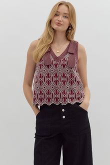  Floral Embroidered Sleeveless Top