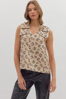  Leopard Print Sleeveless Top