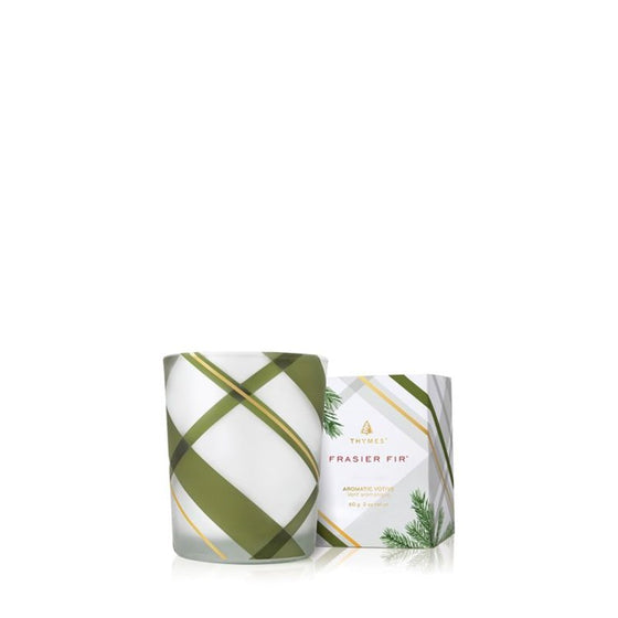 Frasier Fir Votive Candle, Plaid