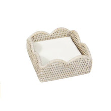  White Wash Rattan Scallop Napkin Holder