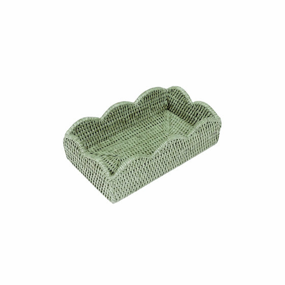 Pale Green Rattan Scallop Guest Towel Holder