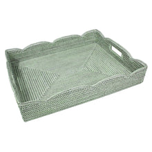  Pale Green Rattan Scallop Tray