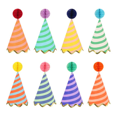 Stripe Party Hats Set of 8 Assorted Colors