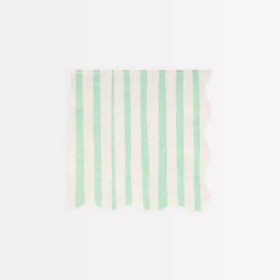 Mint and White Stripe Napkin Small
