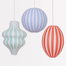  Stripy Hanging Lanterns Set of 3