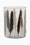 Enameled Feather Hurricane Glass