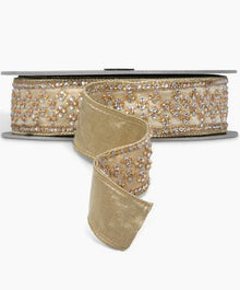  Beaded Brocade Dupion 2" Sold per Yard