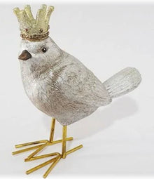  Silver Resin Bird w/ Crown