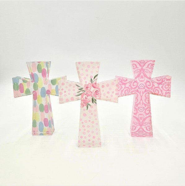 Acrylic Cross in Spring Colors – Wildflowers