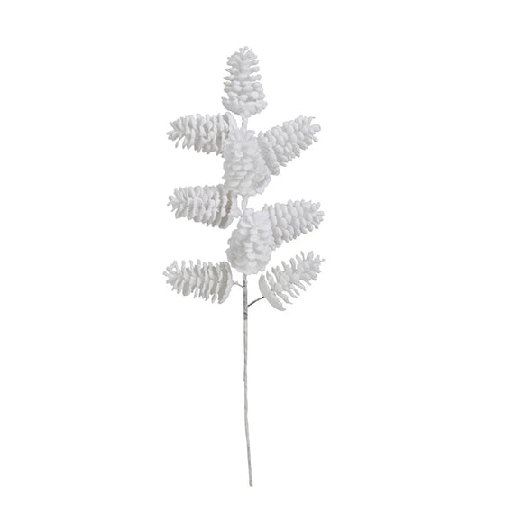 24"H Flocked Faux Pinecone Pick, Snow Finish