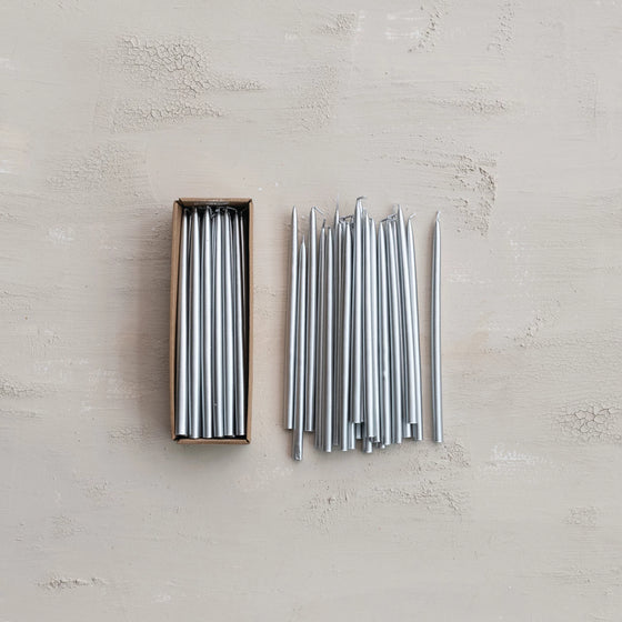 10" Unscented Thin Taper Candles in Box, Set of 24