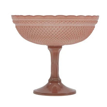  Pink Etched Glass Footed Bowl
