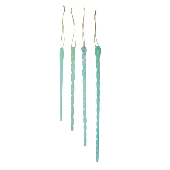 Handmade Glass Icicle Ornaments Set of 4